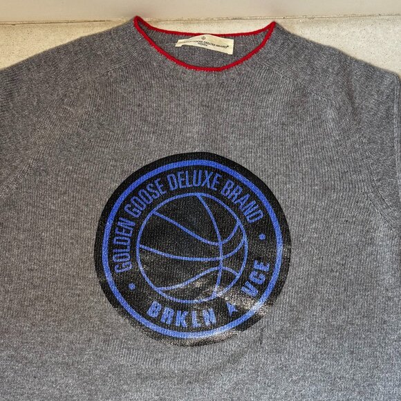 Golden Goose Deluxe Brand Men’s Wool Sweater – Gray with Red Trim (Size XL) - Picture 1 of 7